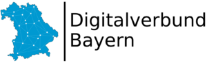 Logo des Digitalverbunds Bayern. Eine stilisierte Karte Bayern msit Kontenpunkten für die bayerischen Hochschulen neben dem Schriftzug Digitalverbund Bayern.